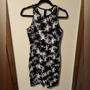 Guess Scuba BodyconBlack and White Palm Mini Dress